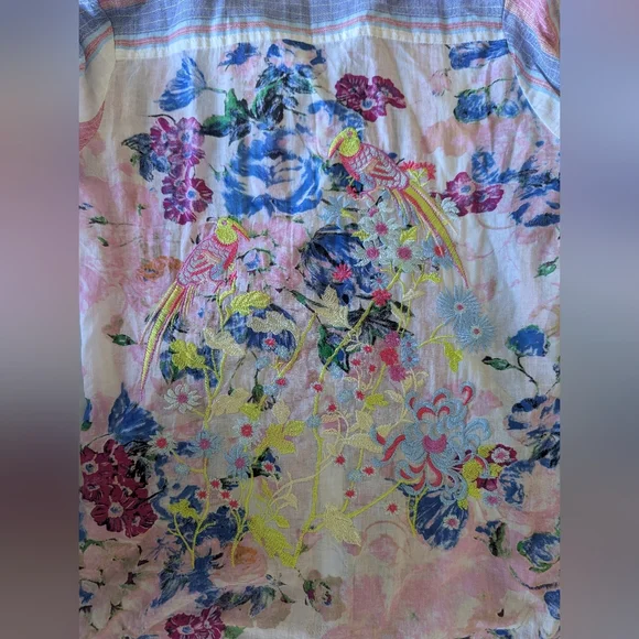 Anthropologie Aratta Silent Journey Cyrena Embroidered Floral Bird Shirt - Picture 9 of 10